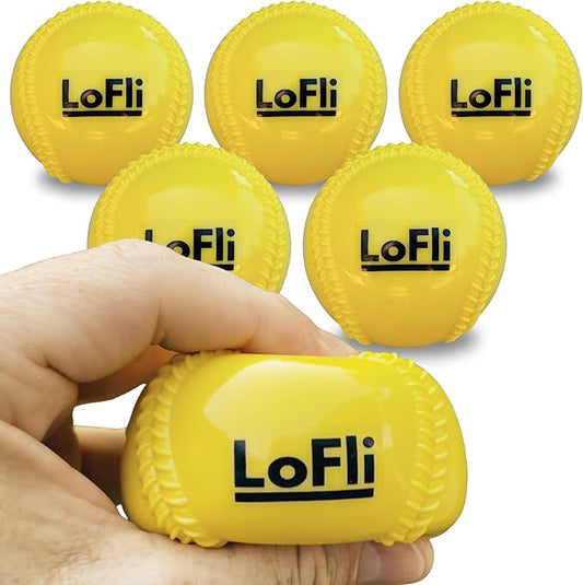 LoFli Limited-Flight Training Baseballs - Regulation Size & Weight, Soft, Safe & Durable - Indoor & Outdoor Practice for Kids & Adults – 6 Pack – Yellow-StrideForce Fitness