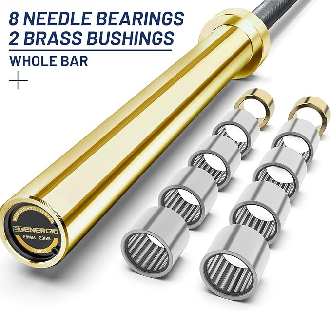 7ft Olympic Barbell Bar 45LB Load 1500lbs Capacity Available, for Gym Home Exercises, Weightlifting, Powerlifting for 2" Olympic Plates-StrideForce Fitness