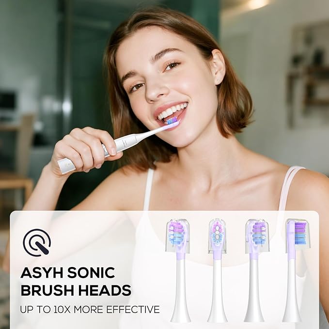ASYH 4Pcs Replacement Toothbrush Heads Compatible with Philips Sonicare Snap-on Electric Toothbrushes, Medium Soft Brush Heads (Pruple)