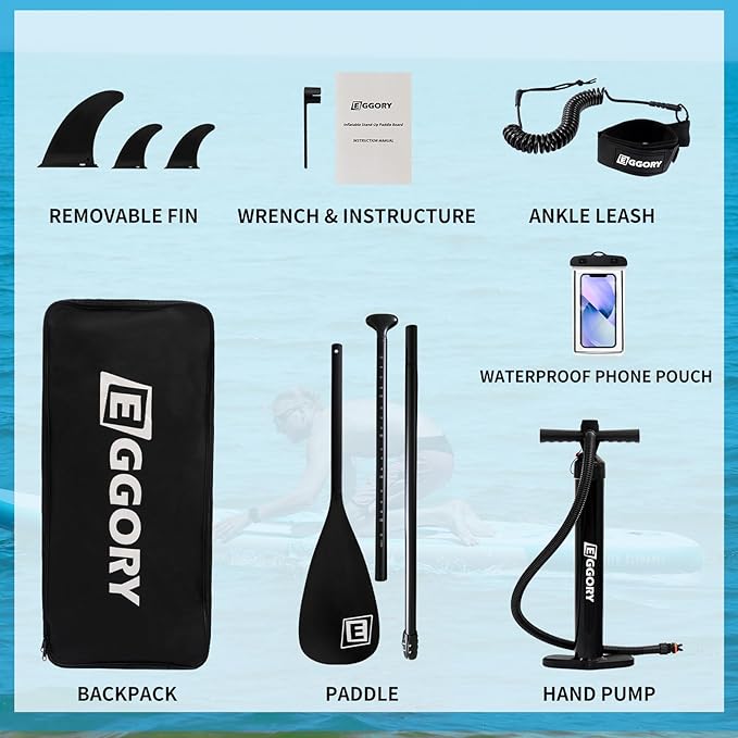 Inflatable Paddle Board,Stand Up Paddle Board Set, Extra Wide SUP Board with Removable Fin, Floating Paddle, Hand Pump, Waterproof Phone Pouch,Traveling Board-StrideForce Fitness