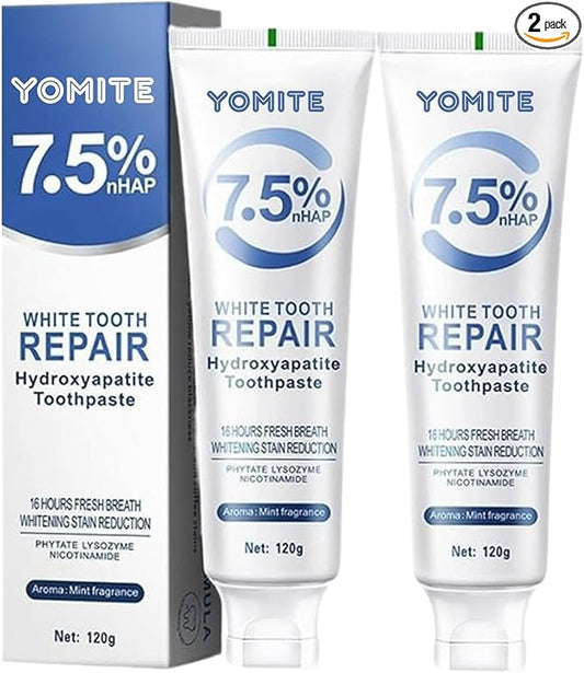Hydroxyapatite Toothpaste for Whitening & Sensitive Teeth – 2 PCS Nano Hydroxyapatite Toothpaste for Daily Enamel Care