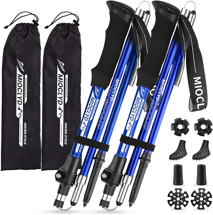 Collapsible Hiking Poles, 7075 Aluminum Trekking Poles, 2pc Lightweight Folding Adjustable for Men & Women, Walking Sticks for Hiking, Camping, Backpacking-StrideForce Fitness