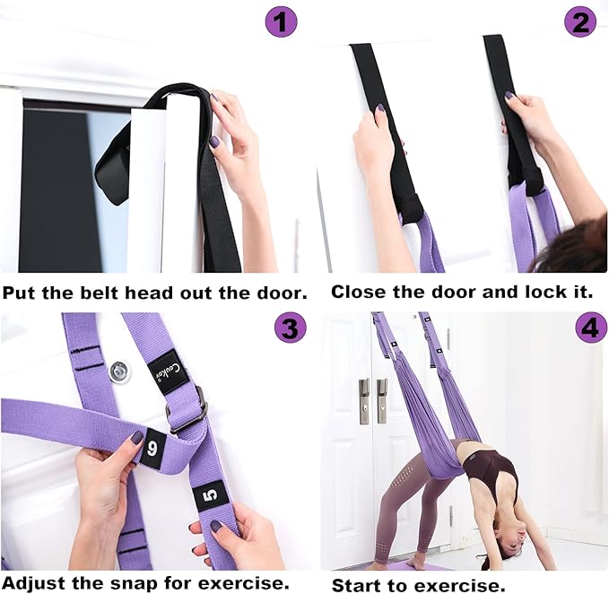 Tchrules Leg Stretcher Strap, Backbend Training Belt with Door Anchor, Flexibility Trainer Stretching Equipment Assist Stretch Strap for Fitness Gymnastics Dance Aerial Yoga Ballet-StrideForce Fitness