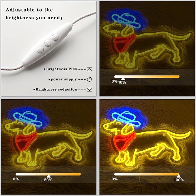 Dachshund Neon Sign for Wall Decor Cowboy Hat Neon Light Dog LED Neon Sign Colorful Neon Lights for Bedroom Zoo Pet Shop Decoration-StrideForce Fitness