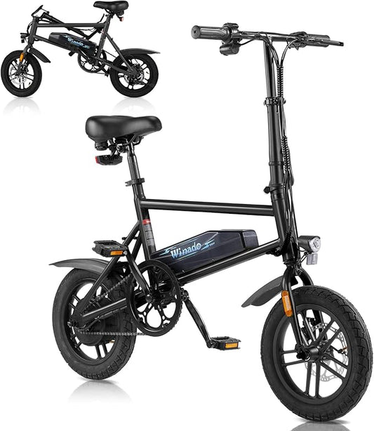 Winado Electric Bike for Adults, 14" Folding Electric Bicycle 450W Motor with Dual Disc Brakes, Max Range 25Miles(Pedal-Assist) & Speed 15.5MPH, Foldable Commuter City Ebike for Adults/Teens-StrideForce Fitness