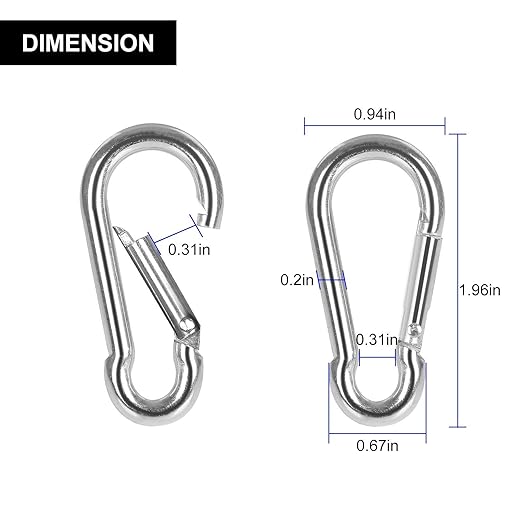 60Pack 2” Spring Snap Hooks, Galvanized Steel Small M5 Carabiner Clips Keychain, 220lb Capacity Heavy Duty Quick Link for Outdoor Camping, Swing, Fishing, Hammock, Dog Leash, Hiking-StrideForce Fitness