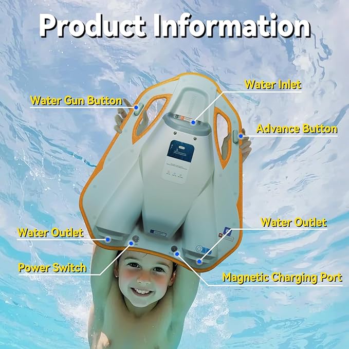 Electric Swimming Kickboard for Kids – 2-in-1 Water Jet & Propeller, Water Scooter Float Board for Swim Training, 6.1kgf Thrust, 24V/4.6Ah Battery, 45 Min Runtime, Load 198 lbs, Summer Pool Toy-StrideForce Fitness