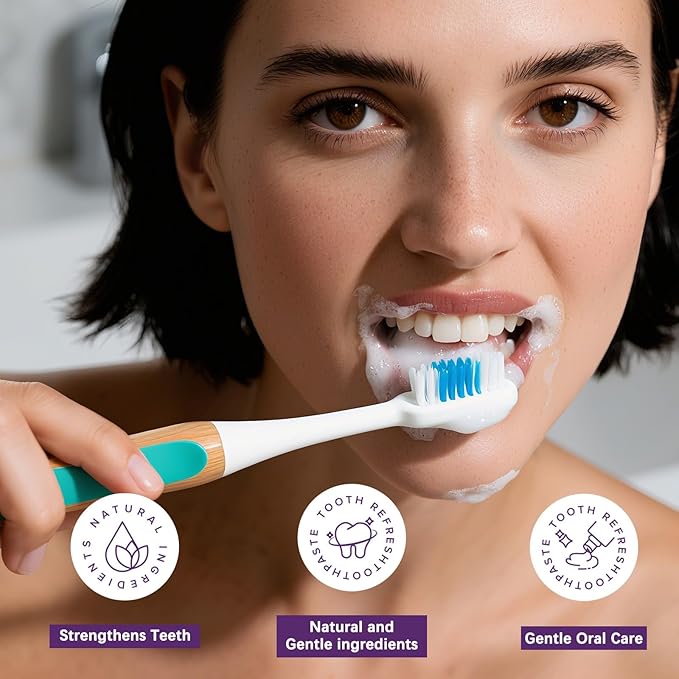 Tooth Refresh Toothpaste, Fresh Breath Whitening Toothpaste, Natural Oral Care & Enamel Repair, Helps Remove Coffee, Tea & Wine Stains, 3.52 oz Fresh Minty Gel, Pack of 2 (2)