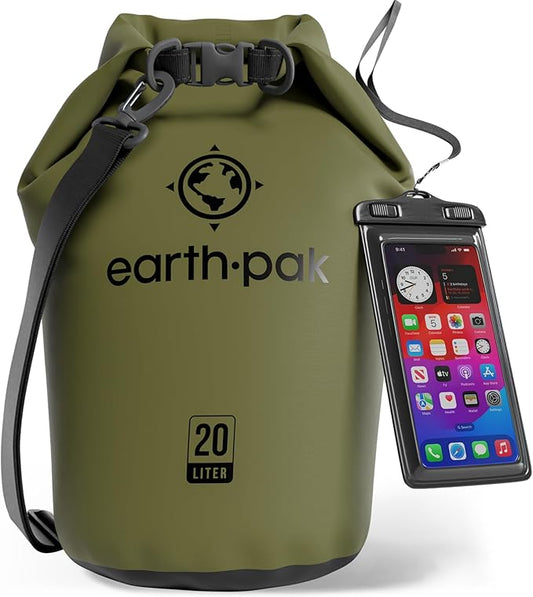 Earth Pak Waterproof Dry Bag - Roll Top Waterproof Backpack Sack Keeps Gear Dry for Kayak with Waterproof Phone Case-StrideForce Fitness