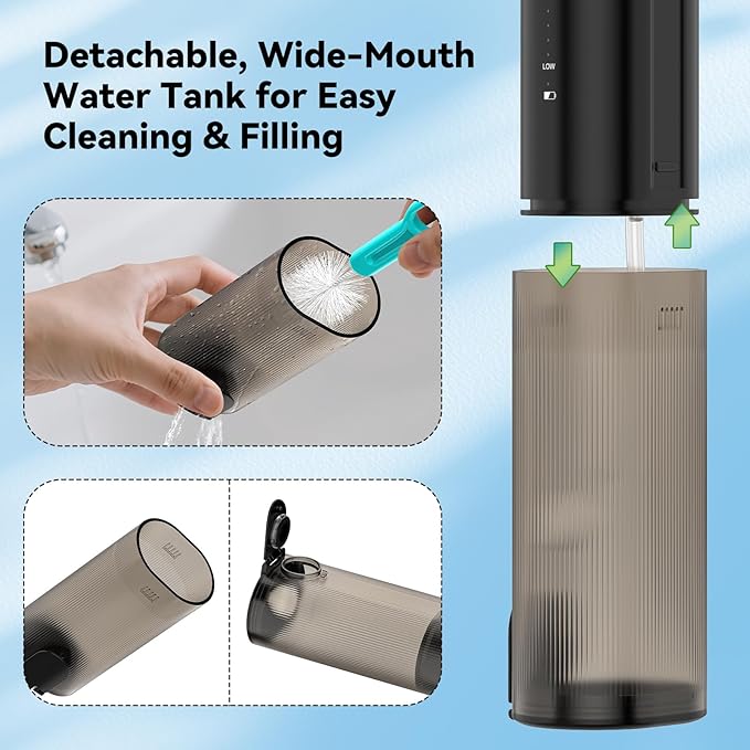 Mini Water Flosser for Teeth,Travel Dental Flosser Picks, Portable Oral Irrigator with Telescopic Water Tank, 5 Modes IPX7 Waterproof Tooth Flosser for Brace, Sensitive Teeth, with Storage Bag