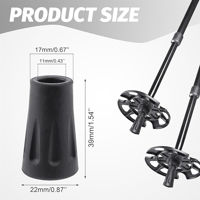 BlingKingdom 6 PCS Walking Stick Caps Trekking Pole Tips Rubber Hiking Walking Stick Tips for Hiking Sticks, Trekking Poles, Walkers-StrideForce Fitness