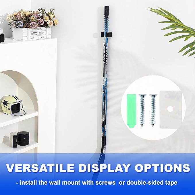 Yousoontic Hockey Stick Holder Wall Mount, 1-6 Stick Capacity, Ice and Field Hockey Organizer (Decor & Storage 2-in-1) for Home Garage Room Office Sports Decoration-StrideForce Fitness