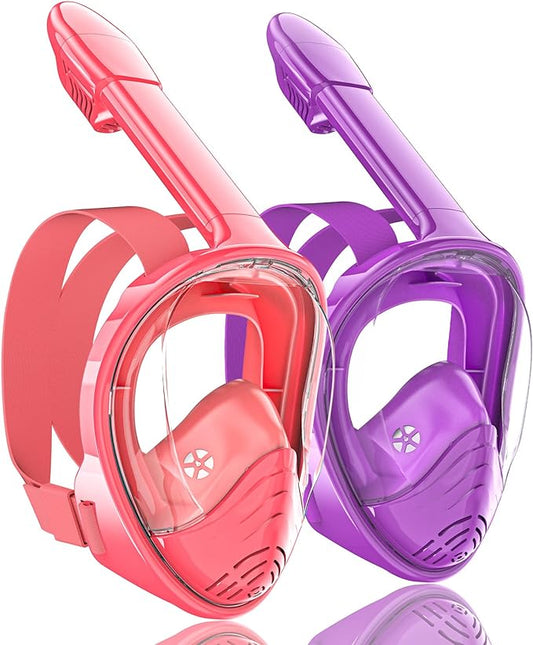 QingSong Kids Snorkel Mask Full Face, Snorkeling Set with Camera Mount, Foldable 180 Degree Panoramic View Snorkeling Gear Anti-Fog Anti-Leak-StrideForce Fitness