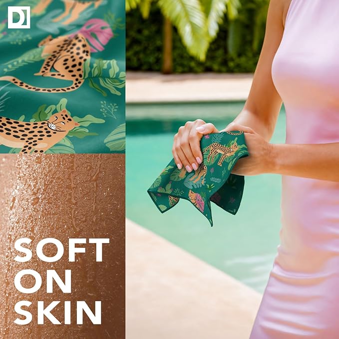 Pocket-Sized Sweat Towels - The Original Sweat Absorbing Handkerchiefs - Quick-Dry Microfiber Sweat Rags for Face, Hands, & Body - Men & Women - Gym, Sports, and Work (Jungle Cat: 5 Pack)-StrideForce Fitness