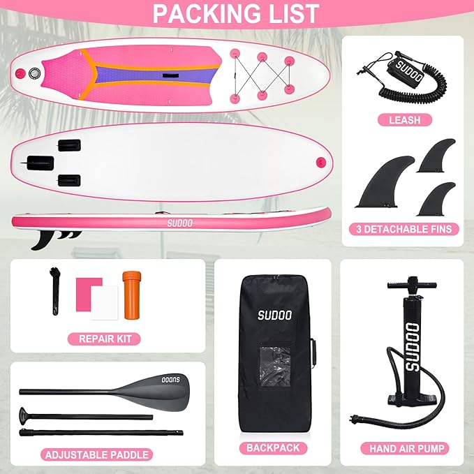 Inflatable Stand Up Paddle Board 10‘x30‘‘- Ultra-Light SUP with Backpack, Pump, Paddle, Coil Leash, 3 Fins, Repair Kit, Stable Design, Non-Slip EVA Deck for Adults & Youth-StrideForce Fitness