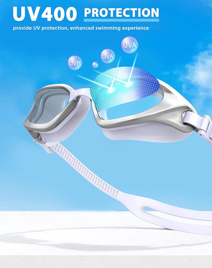 Swim Goggles, Unisex Adult Swimming Goggles Anti Fog Anti UV No Leakage Wide View for Men Women Youth-StrideForce Fitness