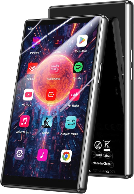 AGPTEK 5'' 128GB MP3 Player with Bluetooth and WiFi, T09 Touch Screen Andriod 13 Music Player with Spotify, Audible, YouTube, Up to 1TB-StrideForce Fitness