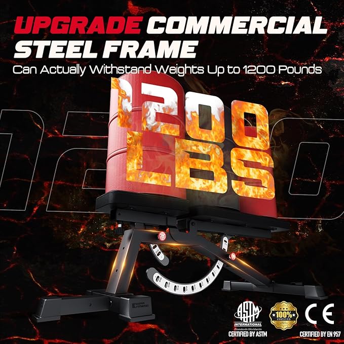 KeppiFitness Adjustable Weight Bench, Bench3000 MAX Heavy Duty Workout Bench Press with Leg Extension and Preacher Pad for Home Gym Fitness, Flat Incline Decline Sit Up Bench-StrideForce Fitness