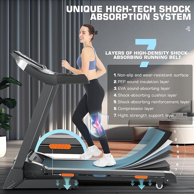Treadmill with 15% Auto Incline, FUNMILY 3.25HP Heavy Duty Treadmill for Home, 300 lb Weight Capacity Folding Running Machine, Smart App Control/Shock Absorption/Bluetooth Speaker/Large LED Display-StrideForce Fitness