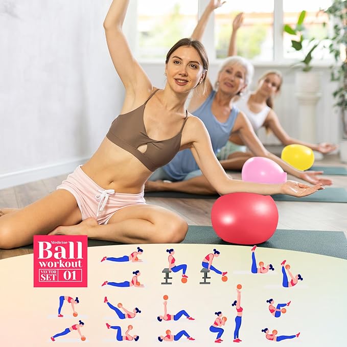 Aoriher 10 Pieces 9 Inch Exercise Pilates Ball Yoga Therapy Core Ball for Yoga Stability Barre Training Stretching Physical Posture Training Gym-StrideForce Fitness