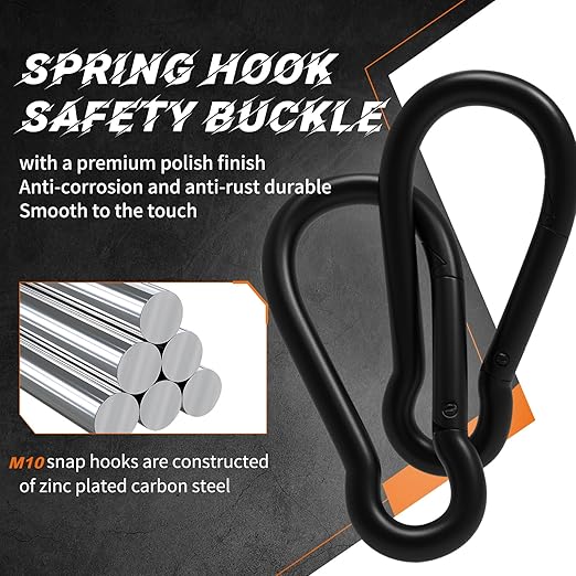 25PCS 4" Hevy Duty Carabiner Clips,M10 Spring Snap Hooks Large Carabiners Galvanized Steel Qiuck Link Clip 770LBS Holding Capacity Keychain Buckle for Outdoor Hiking Camping hammocks Dog leashes-StrideForce Fitness