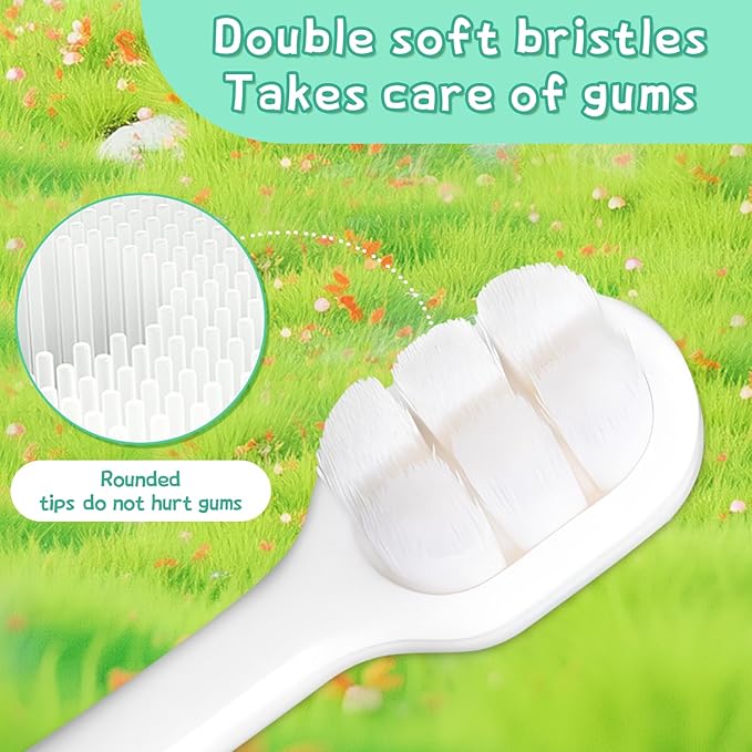 Toddler Toothbrush with Tongue Cleaner, Extra Soft Bristles for Kids 1-6, BPA-Free Baby Toothbrush with Ergonomic Grip & Non-Slip Handle，Kid Toothbrush for Gentle Care & Safe Brushing (Yellow,1 Count)