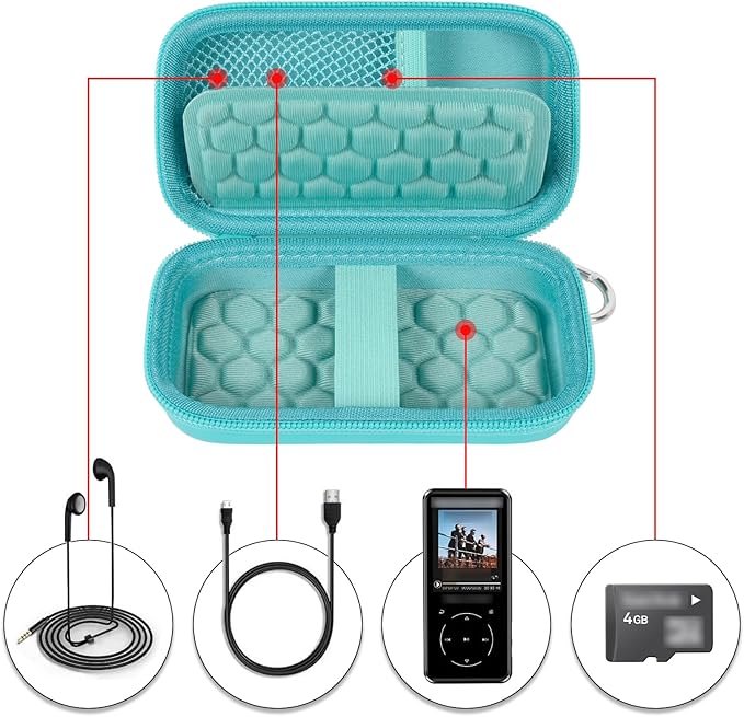 MP3 & MP4 Player Case for SOULCKER/G.G.Martinsen/Grtdhx/iPod Nano/Sandisk Music Player/Sony NW-A45 and Other Music Players with Bluetooth. Fit for Earbuds, USB Cable, Memory Card - Green-StrideForce Fitness