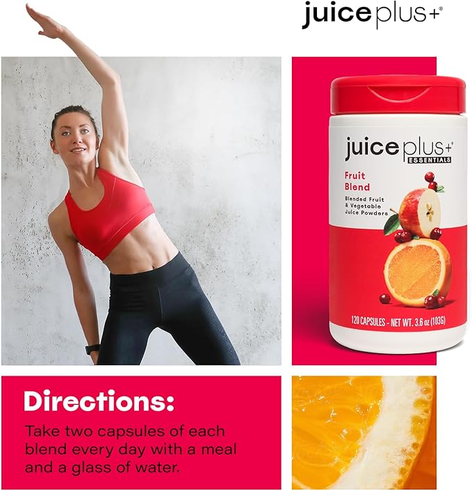 JuicePlus+ Fruit Blend: Plant-Based Whole Food Supplement with Apple, Peach, Cranberry, & More! - Vegan, Gluten-Free, Non-GMO, Kosher - Packed with Plant-Based Vitamins - 1 Bottle (60 Servings)-StrideForce Fitness