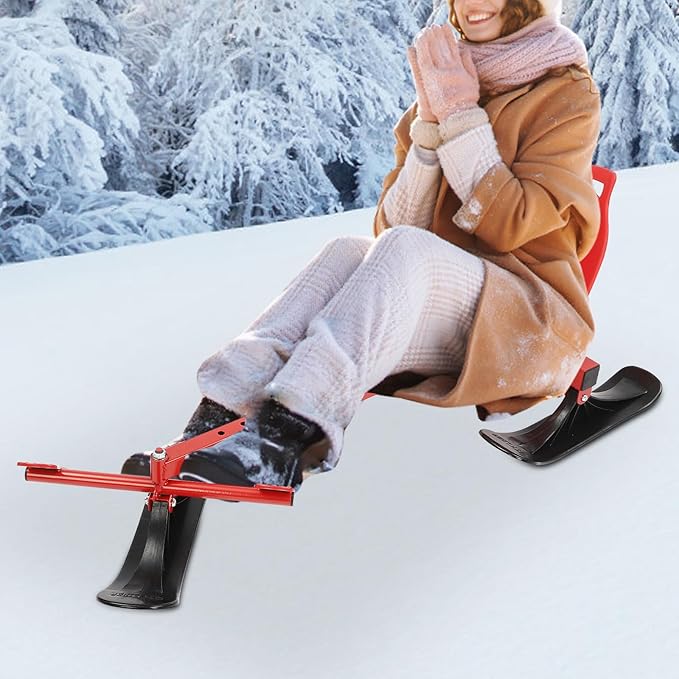 Snow Racer Scooter, Modern Ski Scooter Scooter up to 192.9lbs Board Snow Racer Sled for Kids and Adults-StrideForce Fitness
