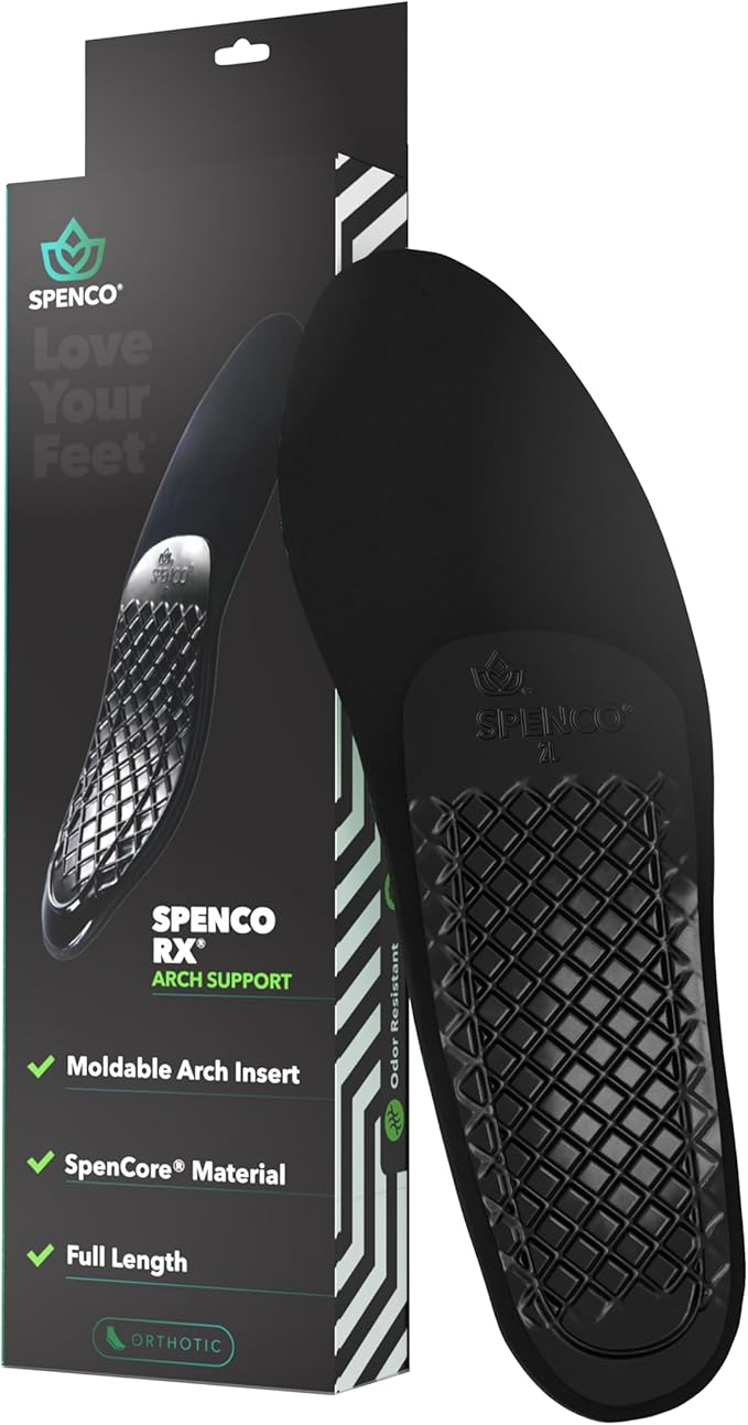 Spenco Rx Arch Support - Lightweight, Orthotic Shoe Inserts with 4-Way Stretch Fabric & SpenCore Layer for Shock Absorption, Odor Control & All-Day Comfort & Stability - Fits Most Shoes-StrideForce Fitness