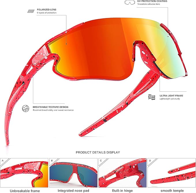 Kids Baseball Sunglasses for Boys Girls Youth Softball Cycling Sports Sunglasses UV400 Protection Age 5-12-StrideForce Fitness