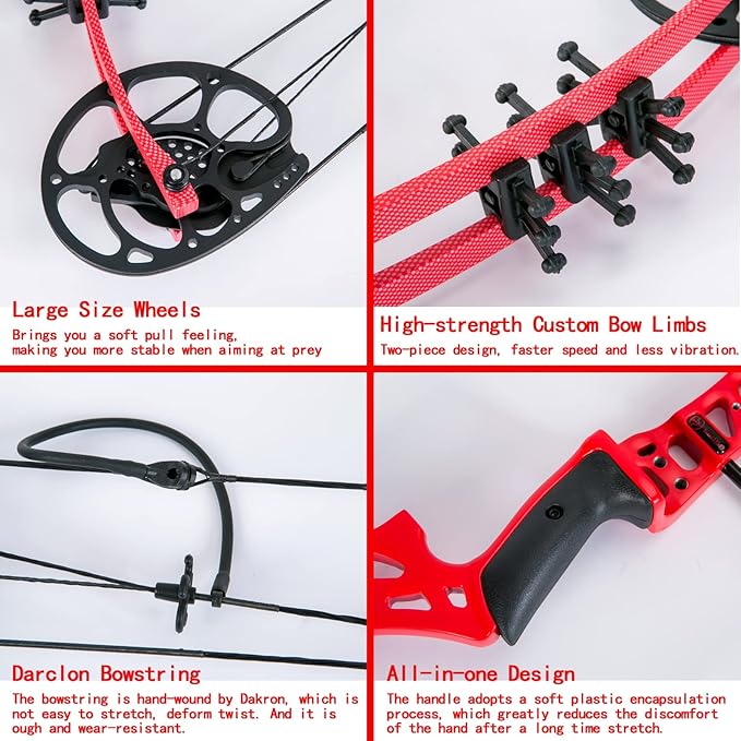 Youth Compound Bow Set 15-45 Lbs for Teens and Beginner, Package with Archery Hunting Equipment, Max Speed 260fps, Adjustable, Right Hand-StrideForce Fitness