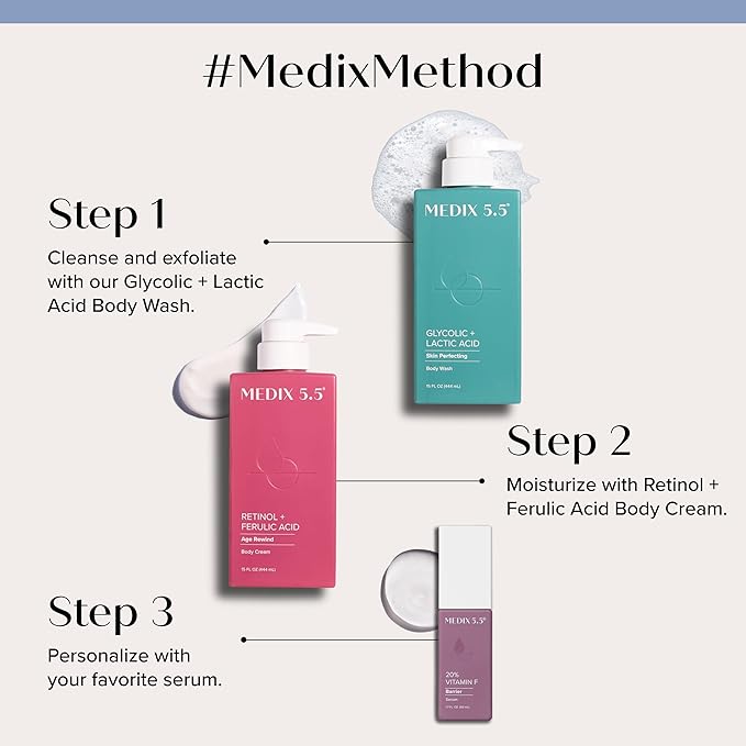 Medix 5.5 Retinol Body Lotion Firming Moisturizer | Crepey Skincare Treatment | Retinol Body Cream | Anti Aging Firming Cream For Women Targets Look Of Crepe Skin, Wrinkles, & Sagging Skin, 15 Fl Oz-StrideForce Fitness