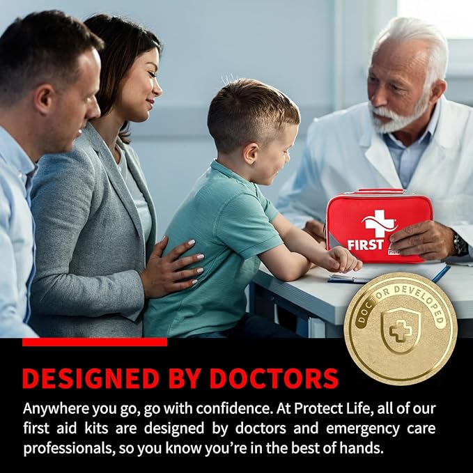 Protect Life Survival First Aid Kit for Home/Business, Camping Survival Kits | Mini Travel First Aid Kit | Camping Equipment | Small Kits for Car | Outdoor Emergency Survivals Pack - 250pcs-StrideForce Fitness