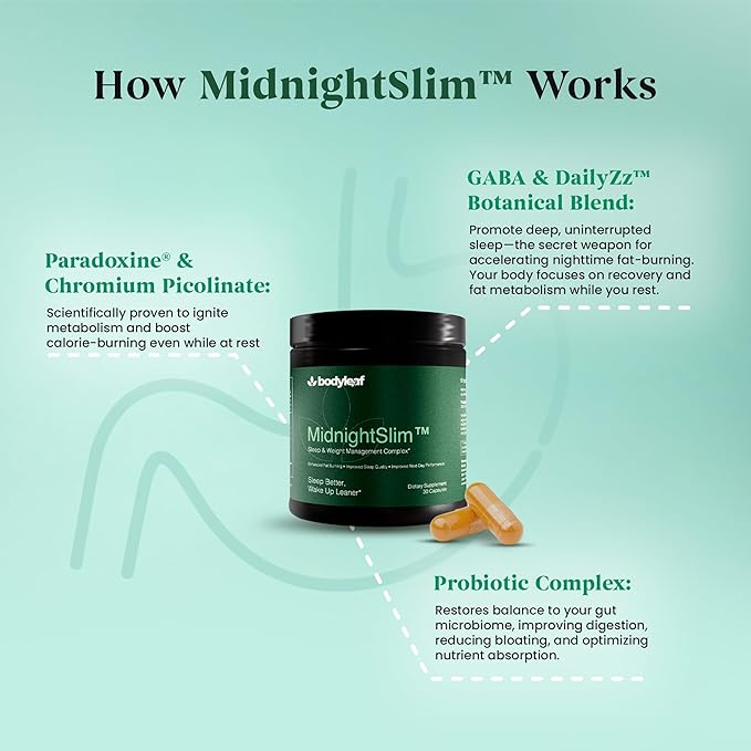 MidnightSlim™ | Advanced Nighttime Weight Management | Maximum Strength Metabolism Support, Digestive Health, Peaceful Sleep | Premium Probiotic Complex | 30 Capsules-StrideForce Fitness