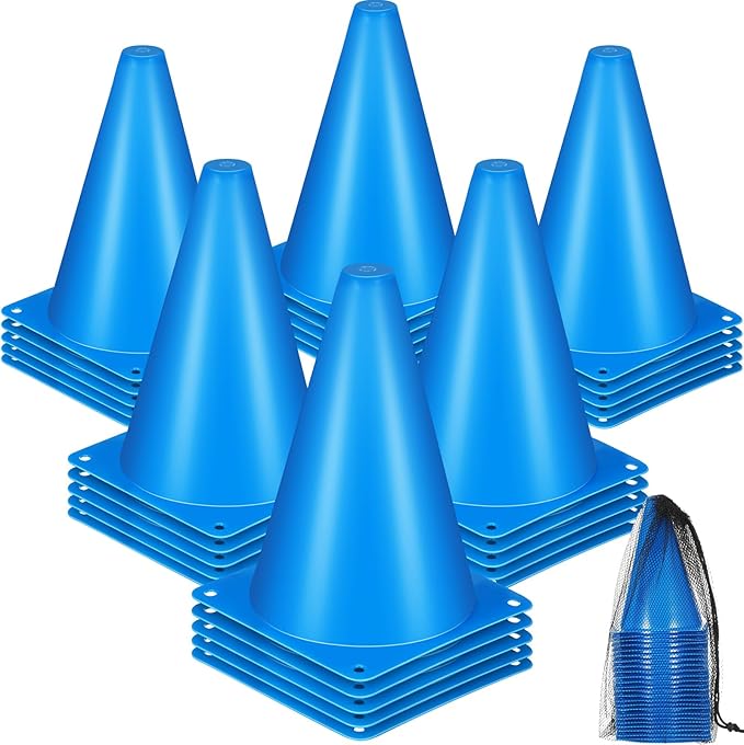 Syhood 30 Pack 7 Inch Plastic Traffic Cones Sports Training Agility Marker Mini Cones for Soccer, Skating, Football, Basketball, Indoor and Outdoor Games Sports Practice Equipment-StrideForce Fitness