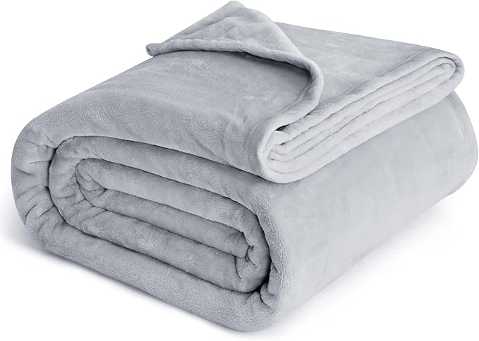 Bedsure Fleece Bed Blankets Full Size Light Grey - Soft Lightweight Plush Fuzzy Cozy Luxury Blanket Microfiber, 84x90 inches-StrideForce Fitness