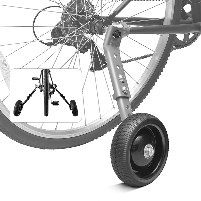 Bicycle Training Wheels for Adults, Fit 24" to 28" Bikes, Steel Construction, Black, 1 Pair - Safe and Stable Learning Training Wheels, Light Gray-StrideForce Fitness