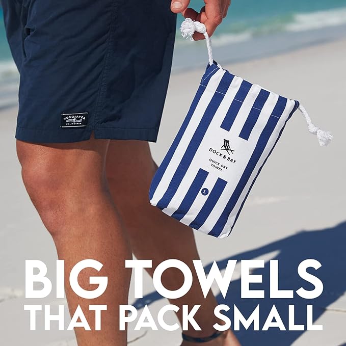 Dock & Bay Beach Towel - Quick Dry, Sand Free - Compact, Lightweight - 100% Recycled - Includes Bag - Cabana - Cayman Khaki - Extra Large (200x90cm, 78x35)-StrideForce Fitness