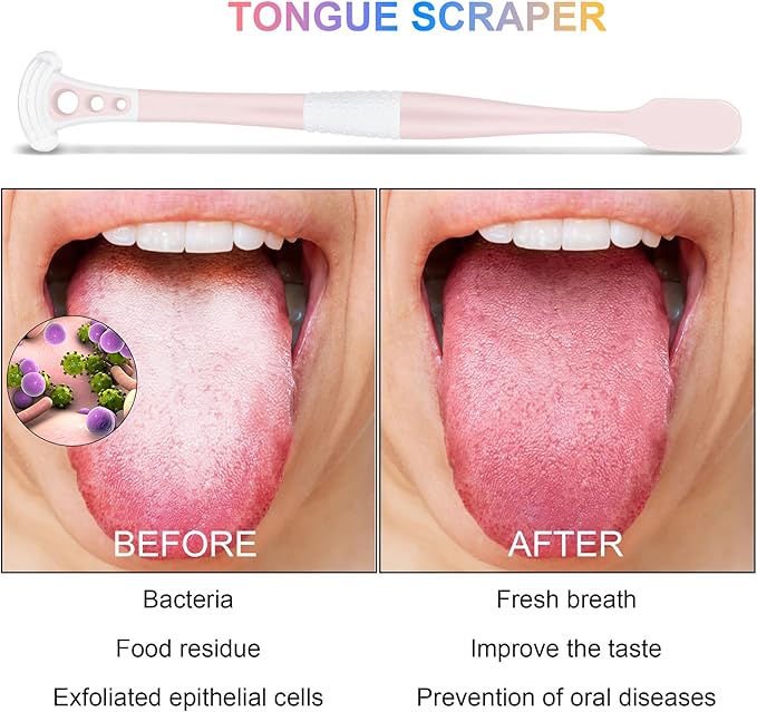 B Rush Extra Soft Toothbrush with Tongue Scraper - Tongue Scrubber with Flossing Bristles for Sensitive Teeth and Gums, Dental Travel Hygiene Brush Fresh Breath for Both Adults and Kids (Pack of 3)