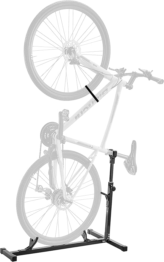 Ibera Two-Way Bike Stand for 20"-29" Wheels - Bicycle Stand for Vertical or Horizontal Storage - Adjustable, Floor-Mounted with Alloy Steel Frame - Space-Saving Bicycle Storage for Home or Garage-StrideForce Fitness