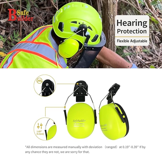 Forestry Safety Helmet with Build-in Visor Mesh Face Shield Ear Muffs 4 in 1 Chainsaw Safety Hard Hats-StrideForce Fitness