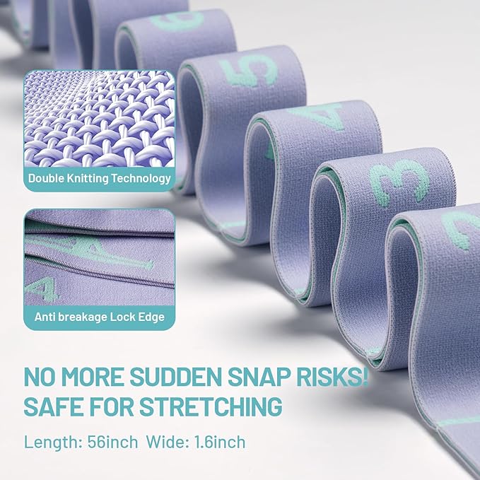 Slim Panda Stretch Strap, Dance Stretch Bands Flexibility, Elastic Yoga Stretching Strap with 9 Loops for Physical Therapy, Pilates, Yoga, Ballet, Gymnastics Stretching Bands for Exercise-StrideForce Fitness