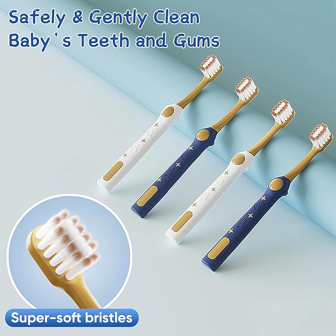 EASICUTI Extra Soft Toddler Toothbrushes 8 Pack, Space Style Kids Toothbrushes for Ages 2-12 Years, Baby Toothbrush 12 Months and up, Childrens Toothbrush Help Remove Plaque and Stains-Blue, White