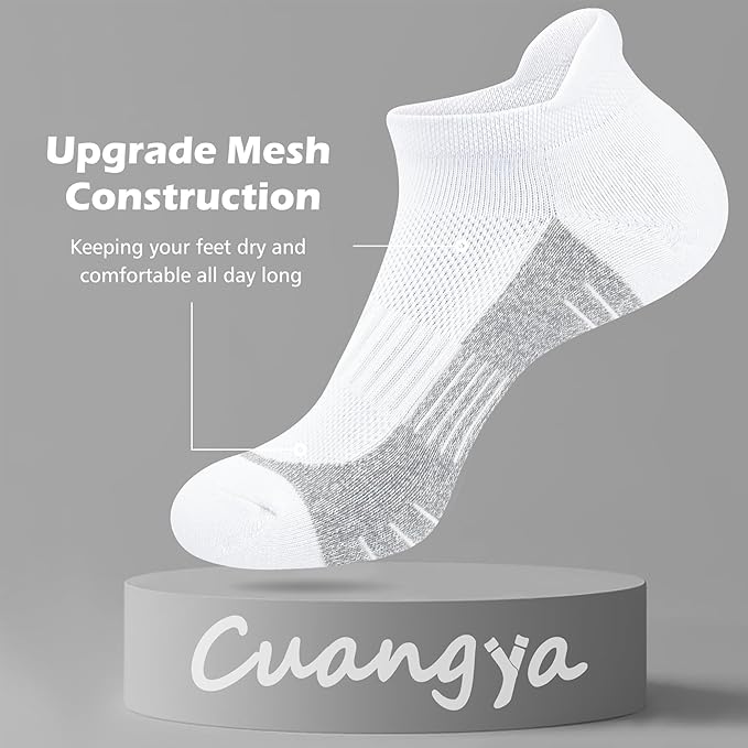 Ankle Socks Women Athletic No Show Socks Running Comfort Cushioned 5-Pairs