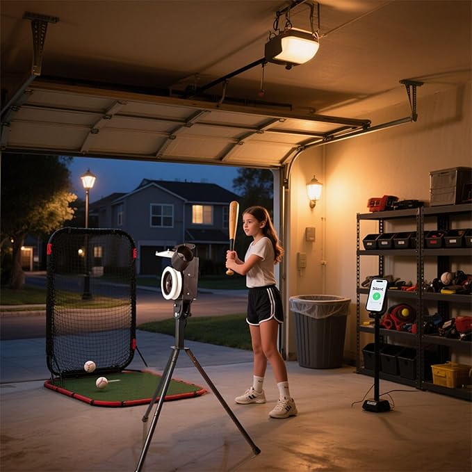 Lite 9” Baseball Pitching Machine - Adjustable Speed & Angle,45MPH Lightweight & Portable, Perfect for Hitting and Fielding Training-StrideForce Fitness