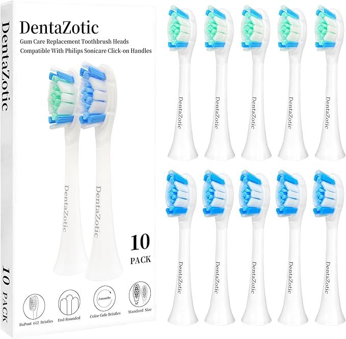 Gum Care Replacement Heads for Philips Sonicare, Electric Toothbrush Replacement Heads for Adults, Soft Bristles, White 10 Pack