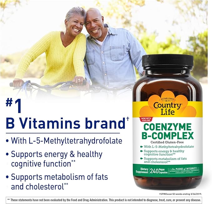 Country Life, Coenzyme B-Complex Vitamin, Support Energy and Metabolism, Daily Supplement, 240 ct-StrideForce Fitness