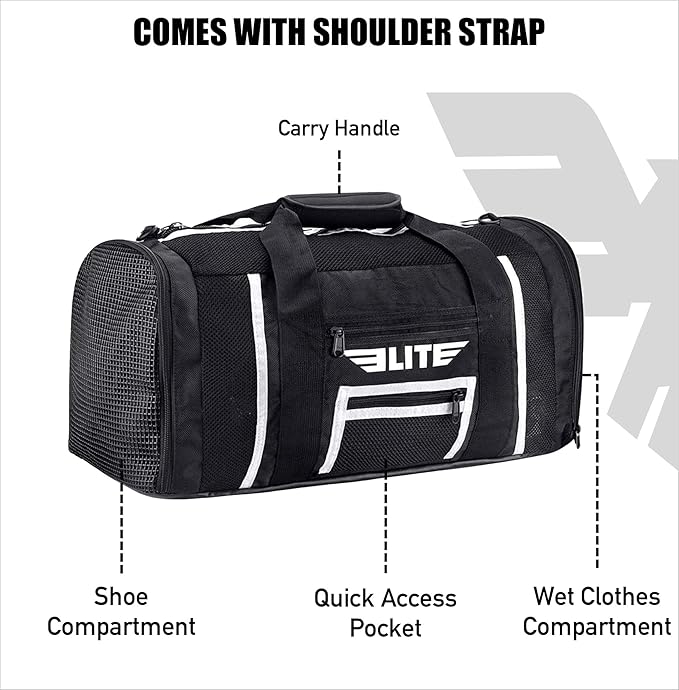 Elite Sports Boxing Gym Duffle Bag for MMA, BJJ, Jiu Jitsu gear,Duffel Athletic Gym Boxing Bag-StrideForce Fitness