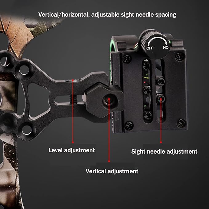 5 Pin Archery Bow Sight 0.019" Optical Fiber Compound Bow Sight Micro Adjustable Archery Sight for Right & Left Hand-StrideForce Fitness